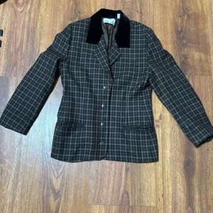 Dana Buchman Black and Brown Plaid Blazer
